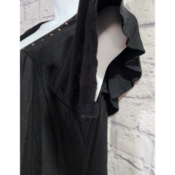 Uniform JPR Black Pleated Metal Stud Bodice Short Cap Flutter Sleeves M Soft - Picture 3 of 6